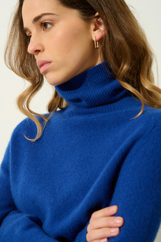 FORNET pull col roulé outremer 100% cachemire