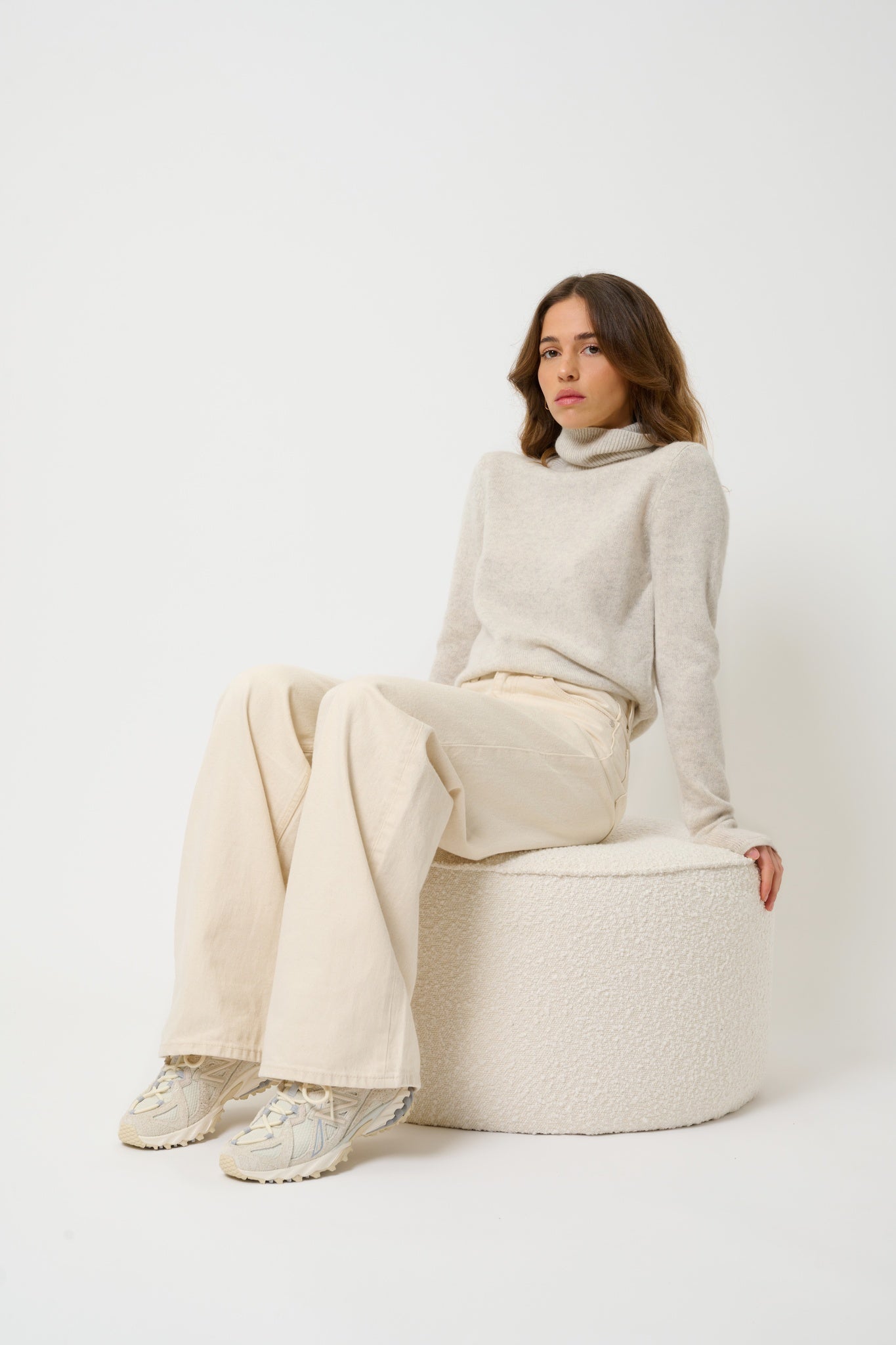 FORNET pull col roulé rose bonbon 100% cachemire