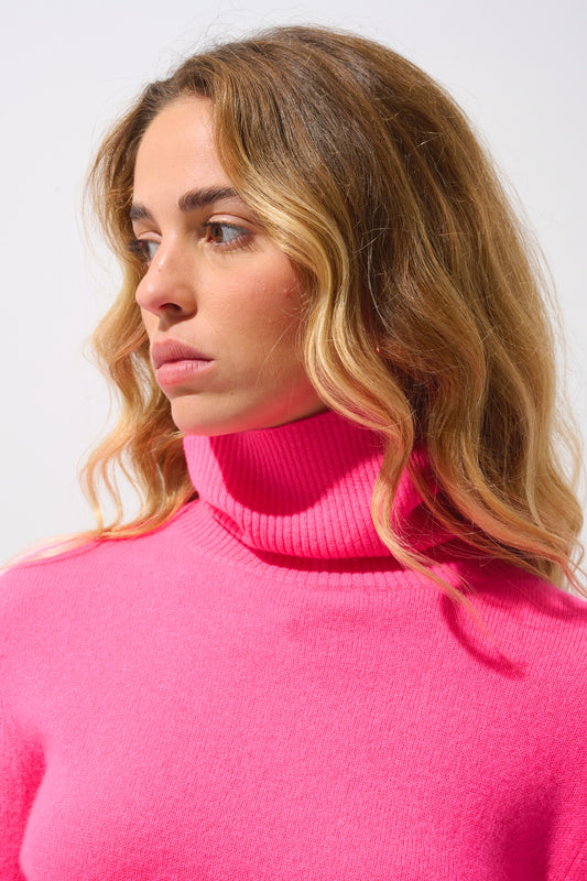 FORNET Rollkragenpullover neonpink 100% Kaschmir