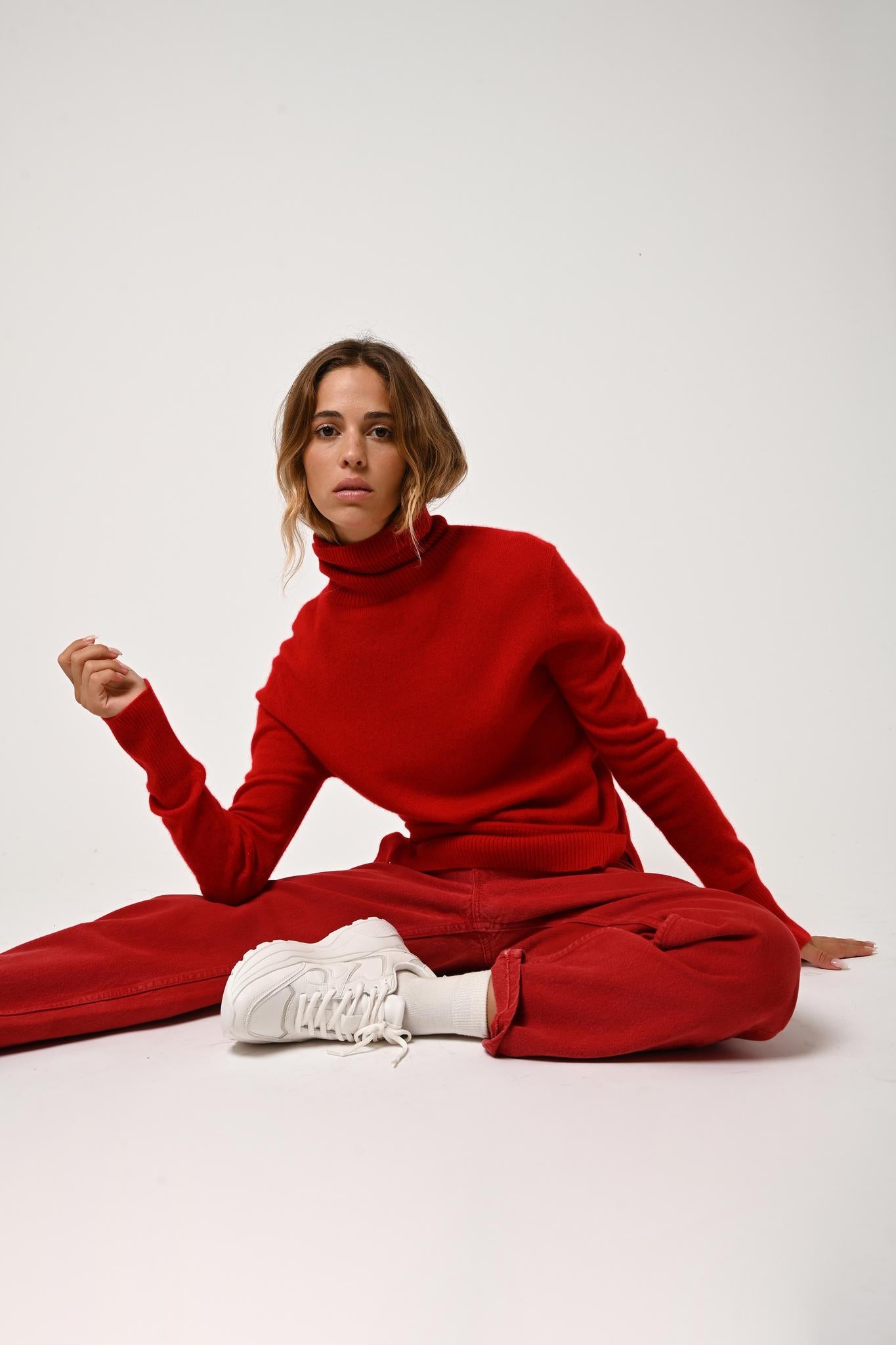 FORNET red turtleneck sweater 100% cashmere