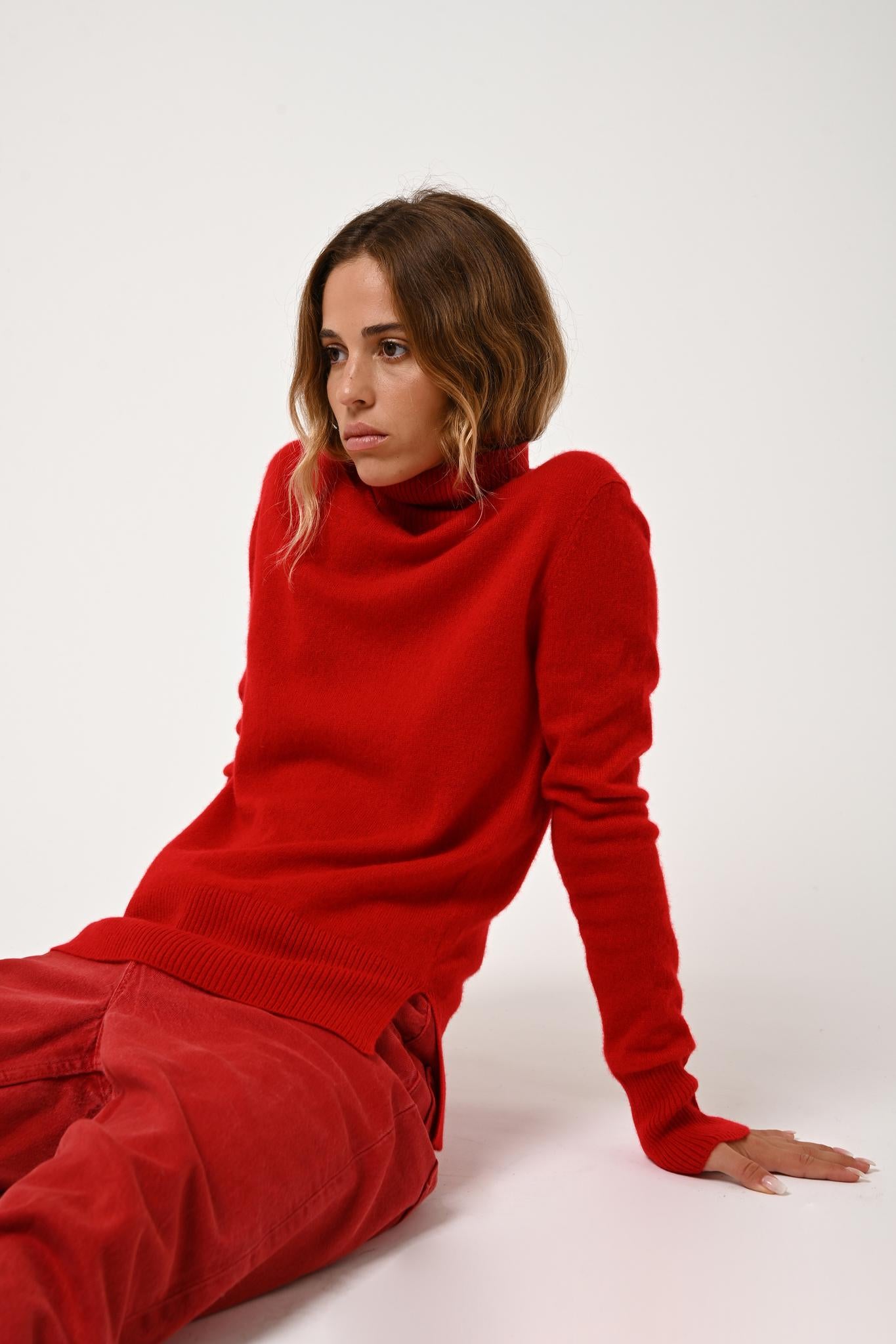 FORNET red turtleneck sweater 100% cashmere