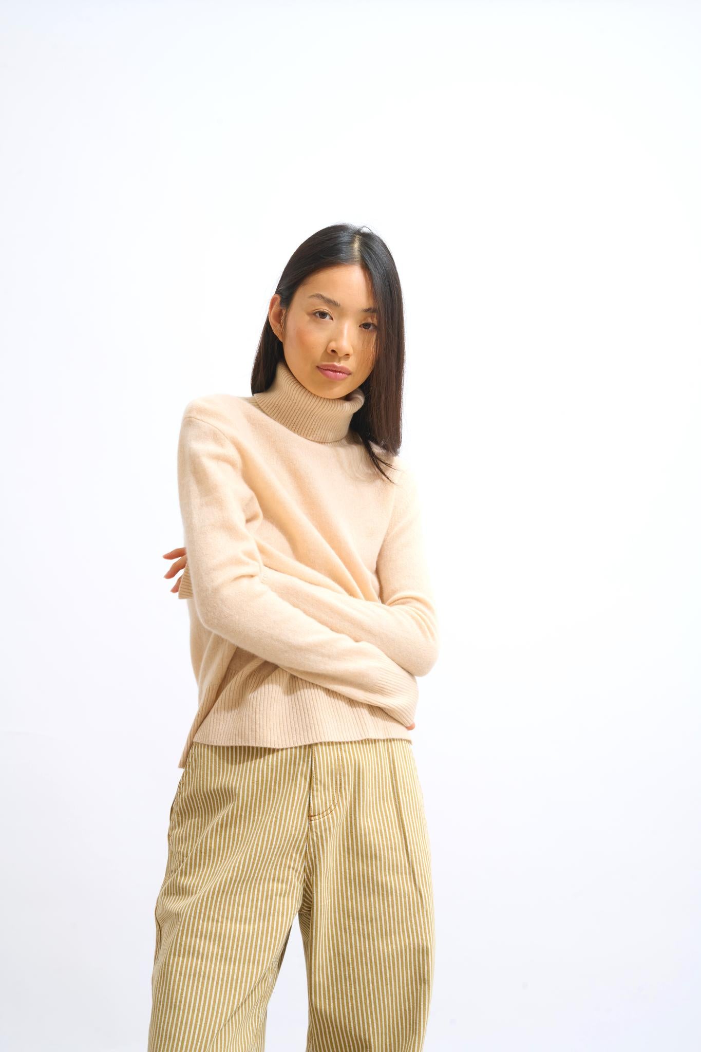 FORNET Sand Rollkragenpullover 100% Kaschmir