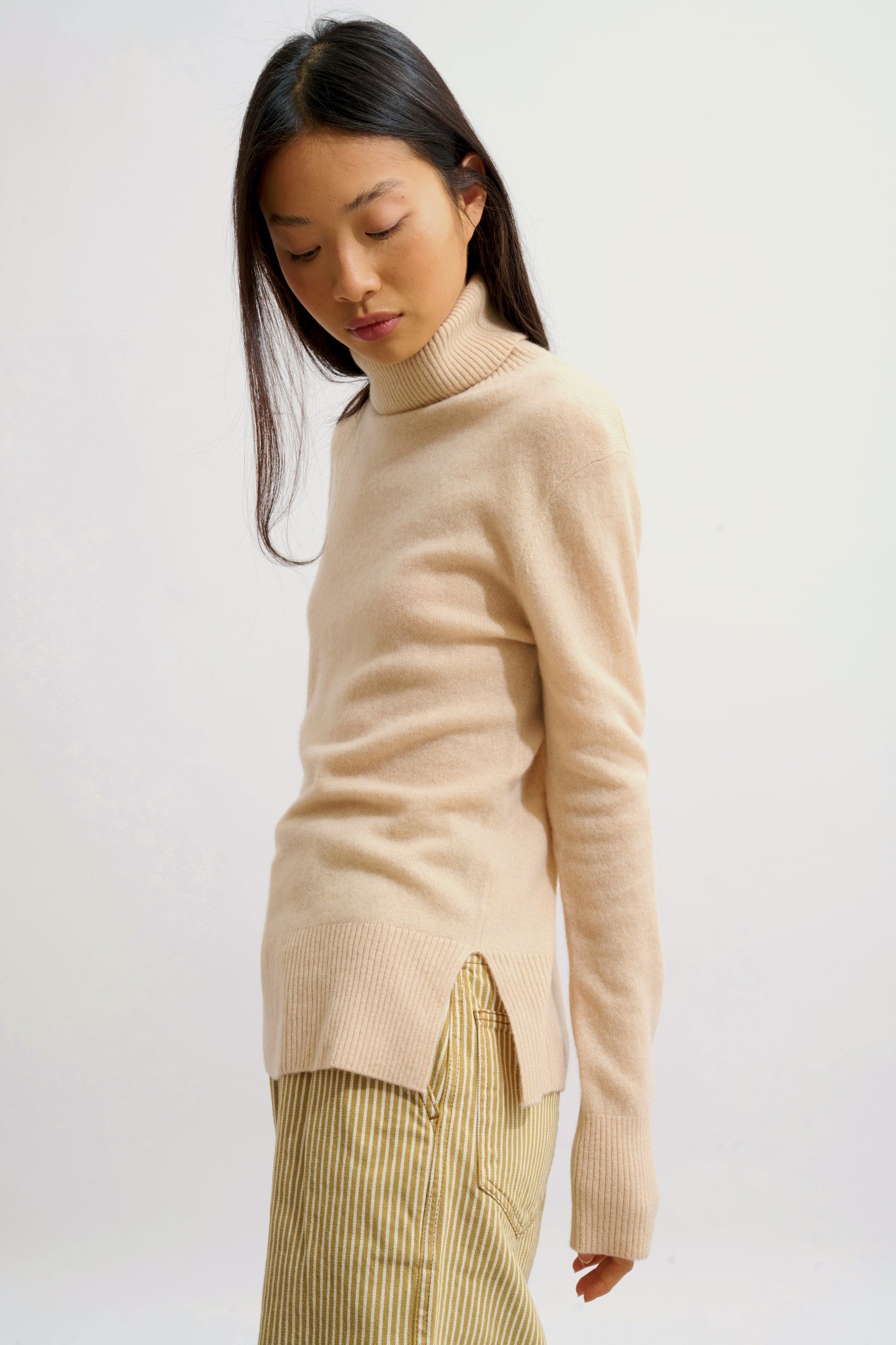 FORNET turtleneck sweater sand 100% cashmere