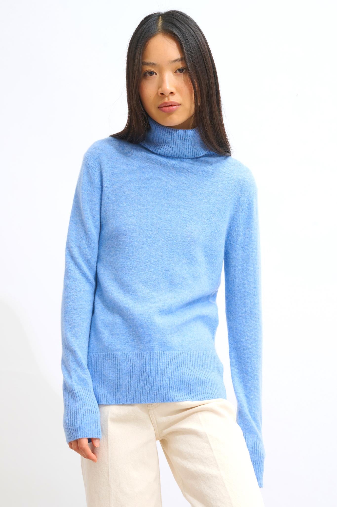 FORNET turtleneck sweater sky 100% cashmere
