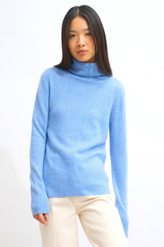 FORNET turtleneck sweater sky 100% cashmere