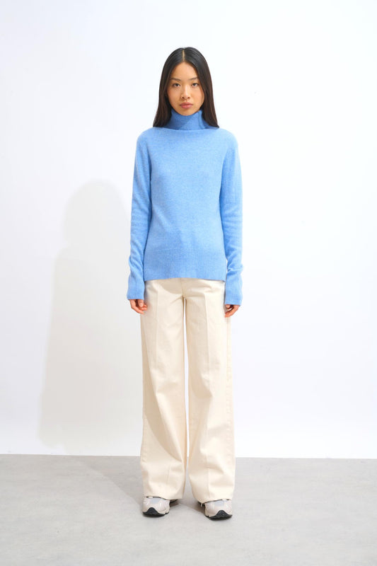 FORNET turtleneck sweater sky 100% cashmere