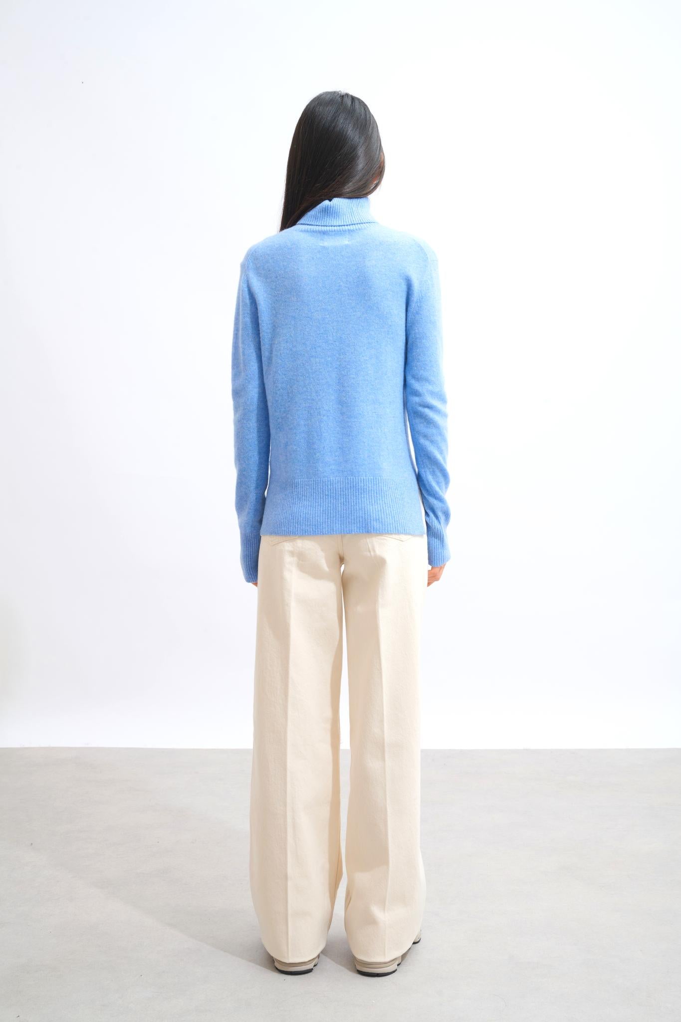 FORNET turtleneck sweater sky 100% cashmere