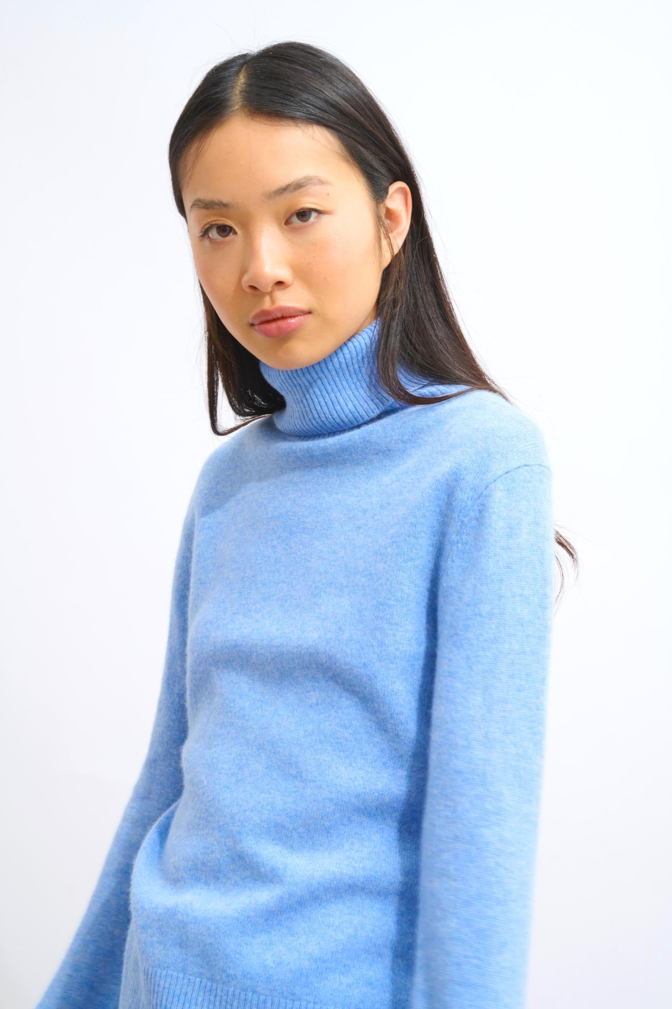 FORNET turtleneck sweater sky 100% cashmere