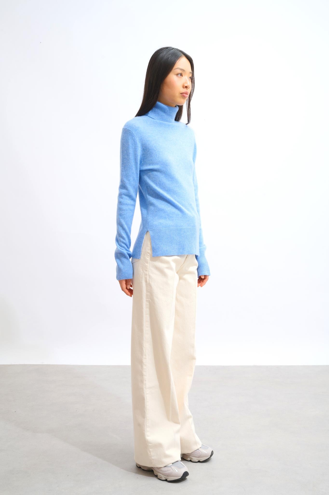 FORNET turtleneck sweater sky 100% cashmere