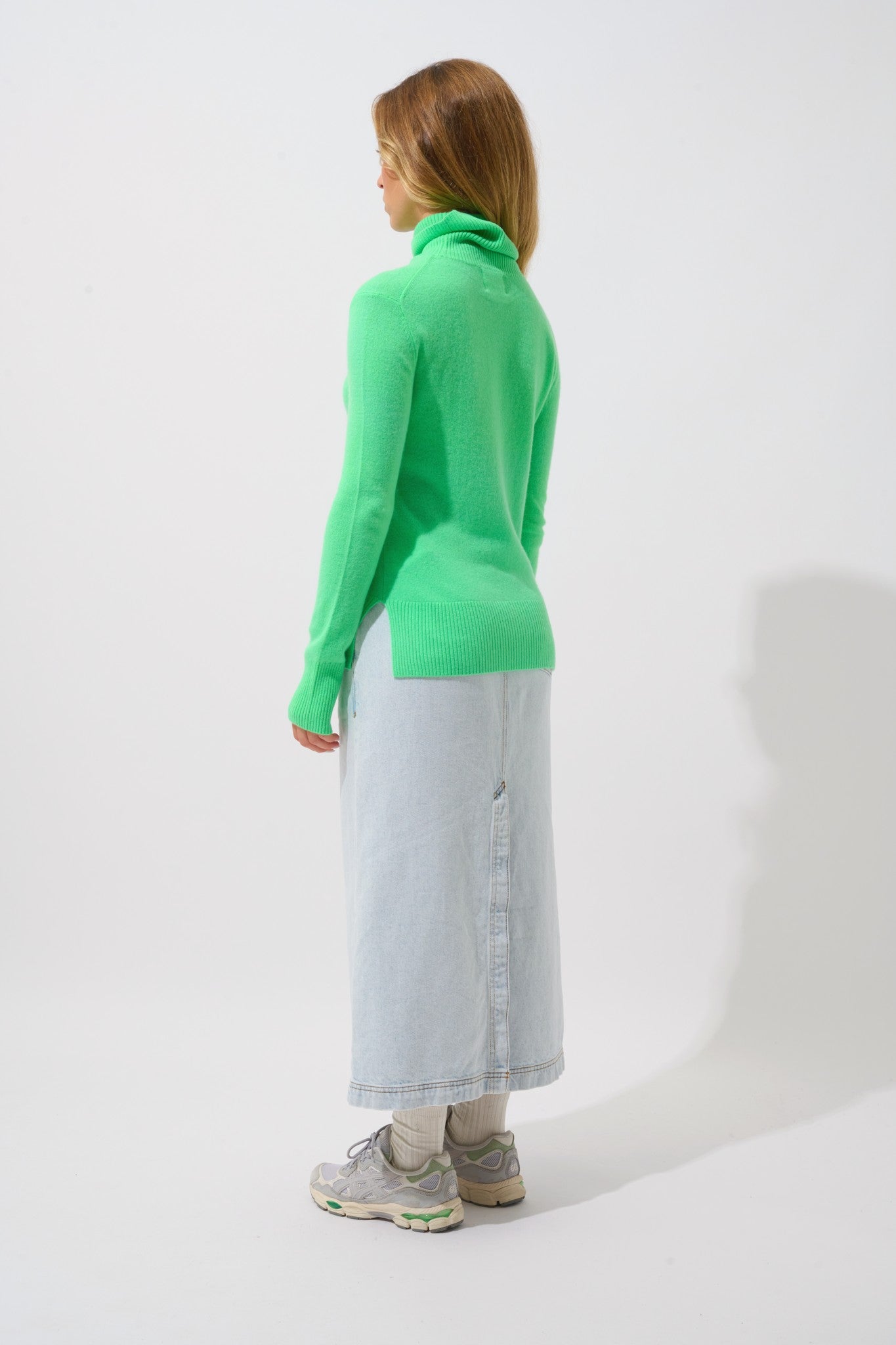 fornet pull col roulé vert cactus 100% cachemire
