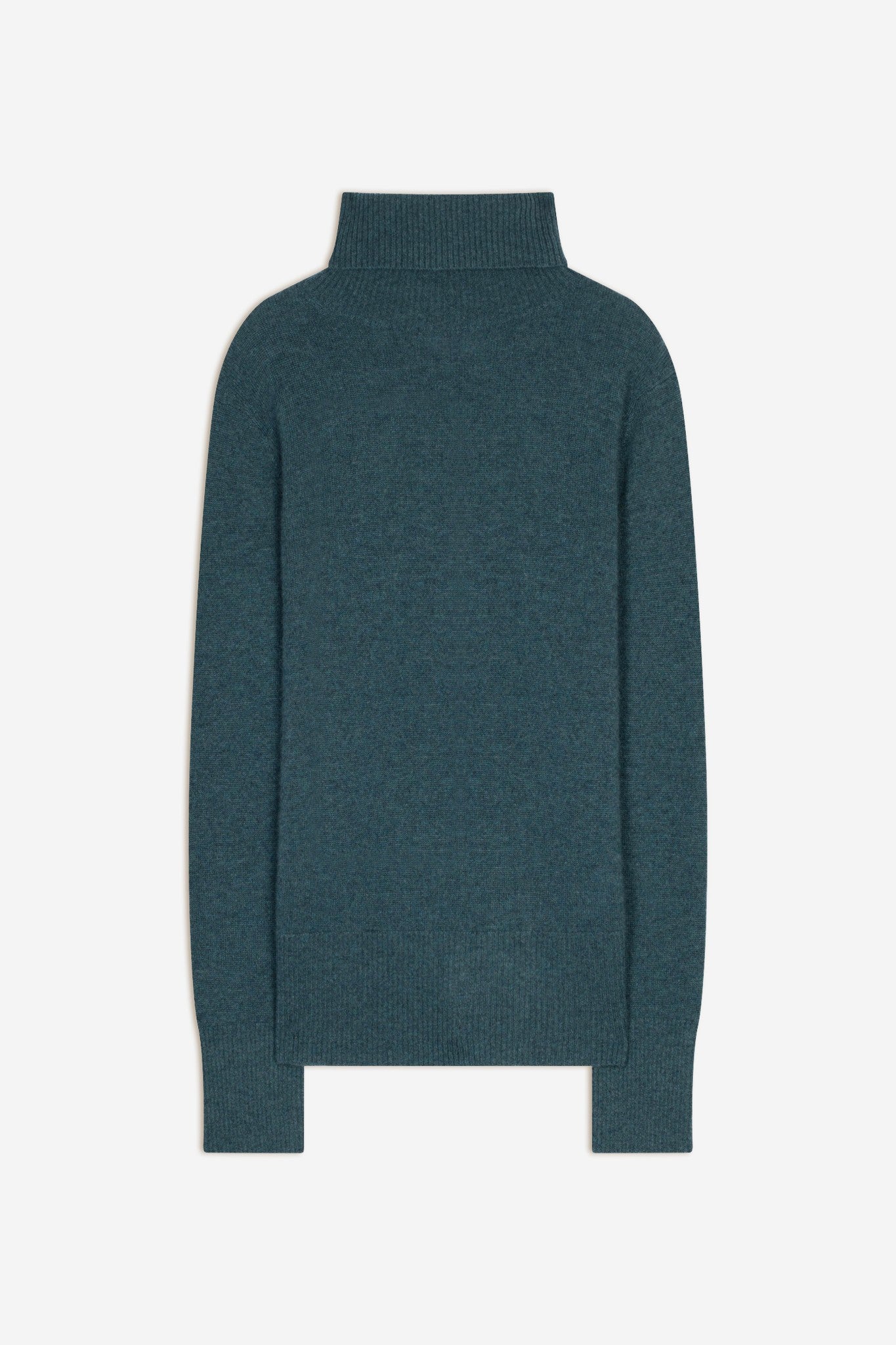 fornet pull col roulé vert canard chiné 100% cachemire