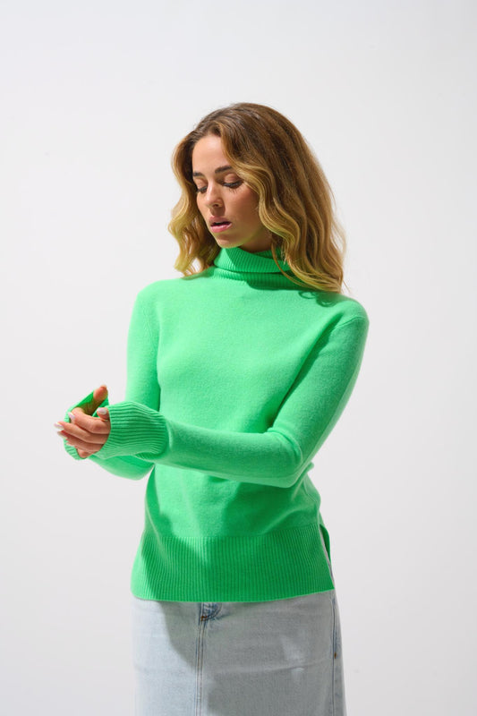 FORNET neon green turtleneck sweater 100% cashmere