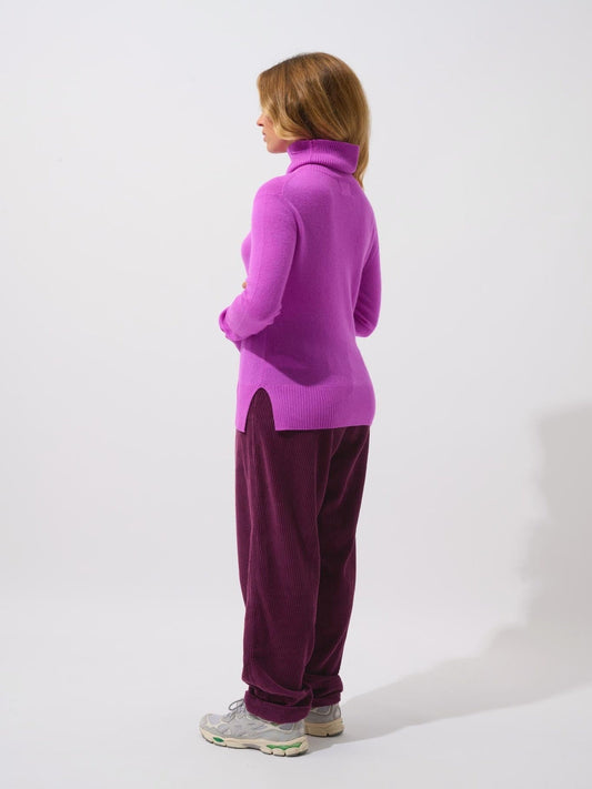 FORNET Rollkragenpullover fluo violett 100% Kaschmir