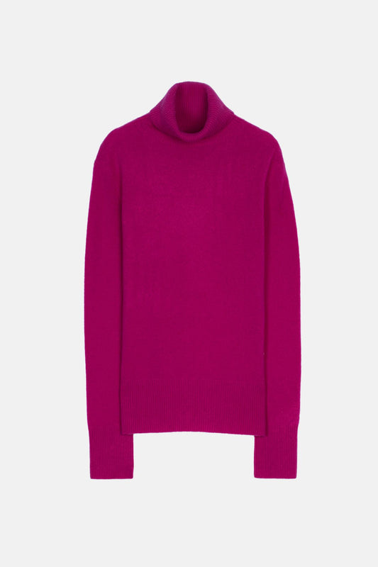 FORNET pull col roulé violine 100% cachemire