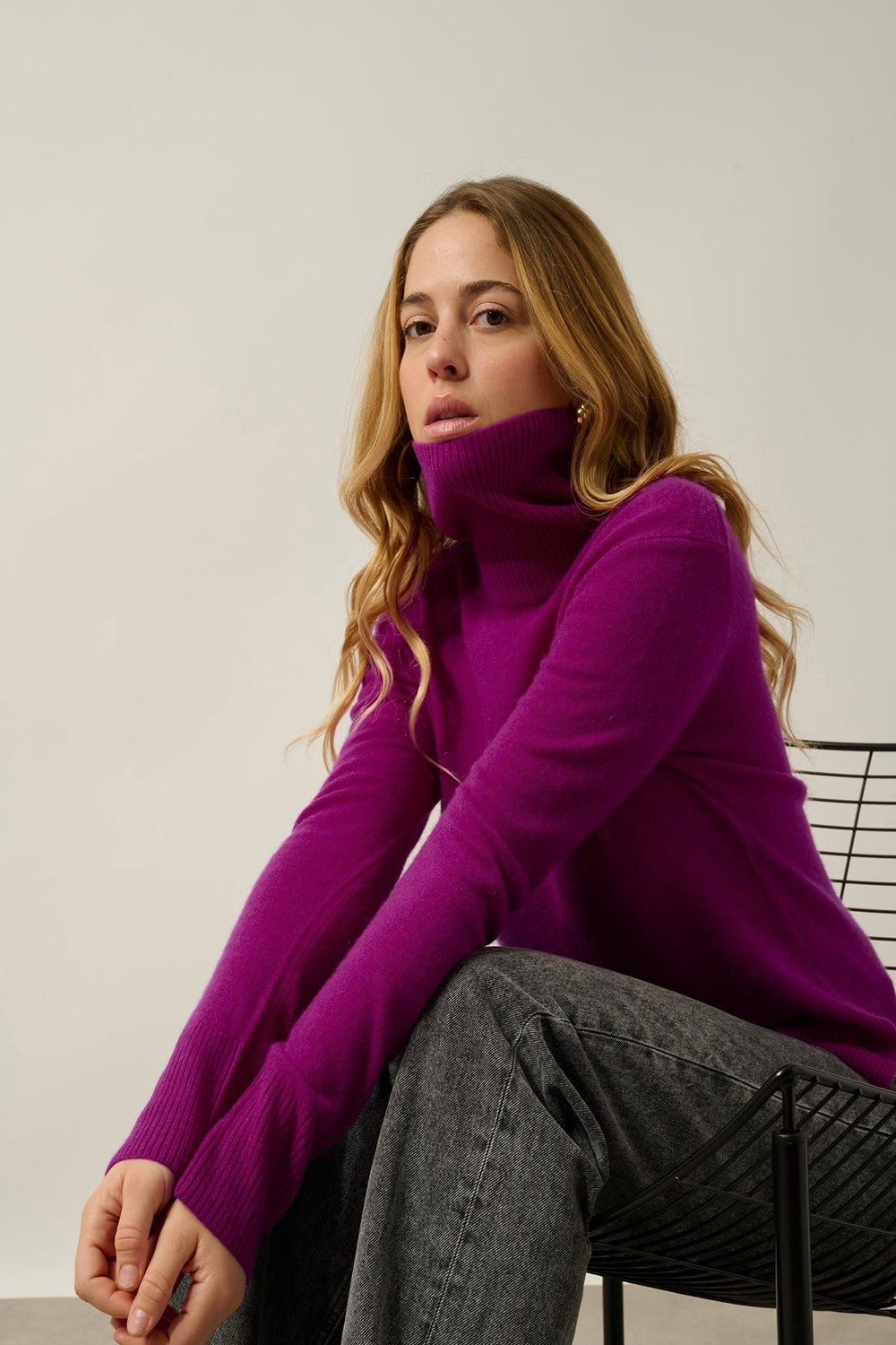 FORNET Rollkragenpullover violett 100% Kaschmir