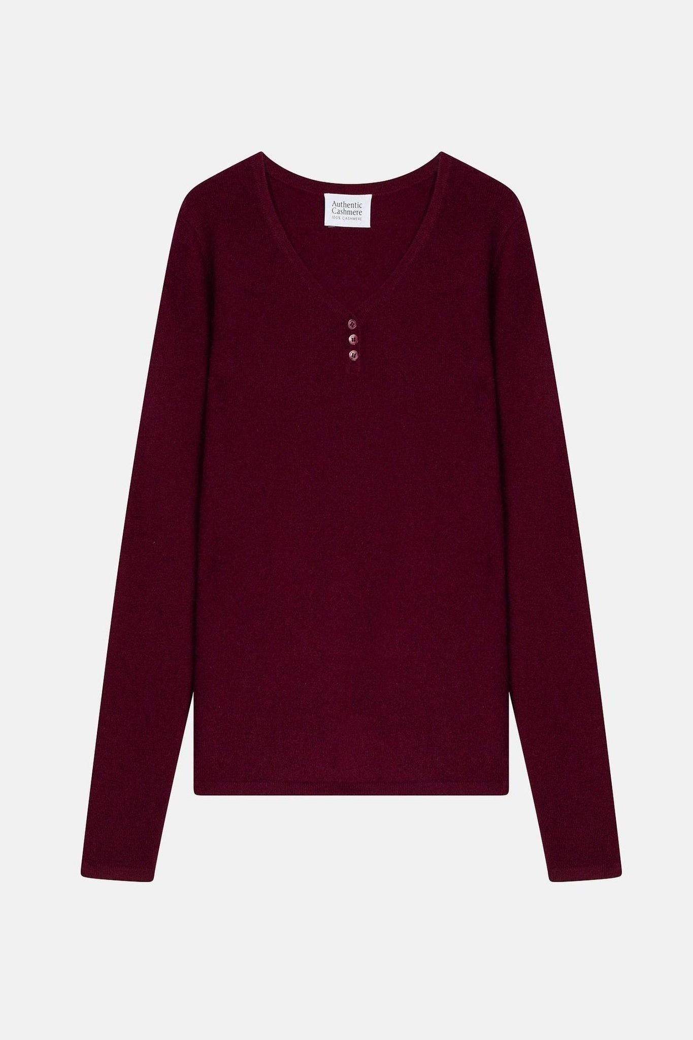 GABLE burgundy button-down v-neck sweater 100% cashmere