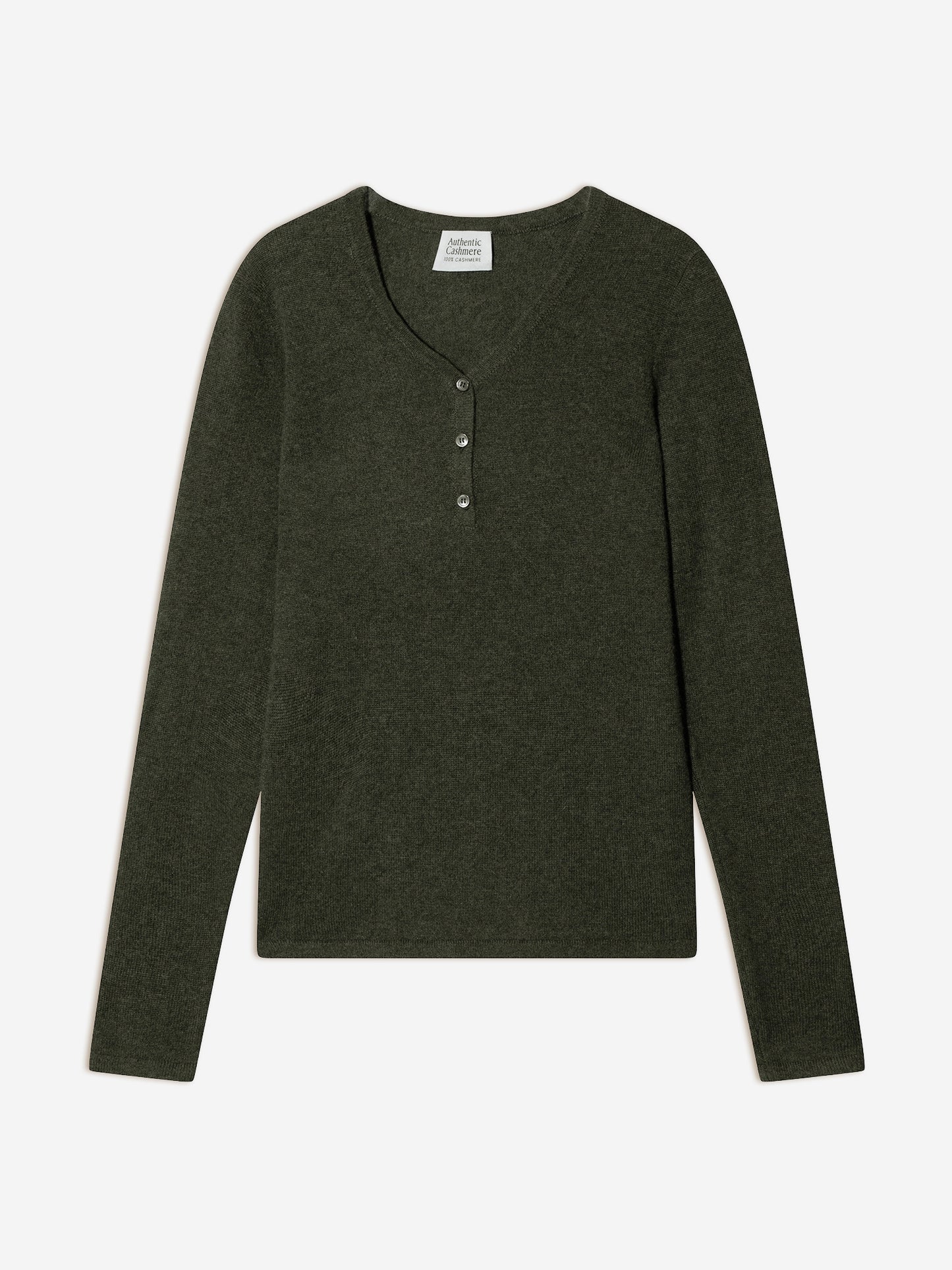 GABLE pull col v boutonné kaki chiné 100% cachemire