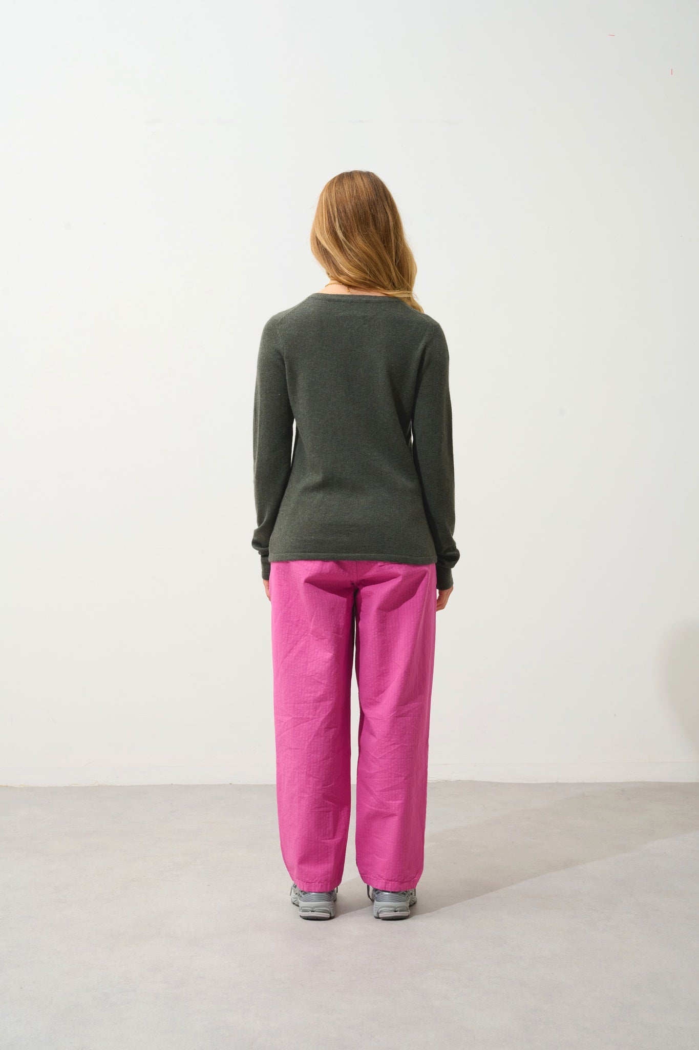 GABLE pull col v boutonné kaki chiné 100% cachemire