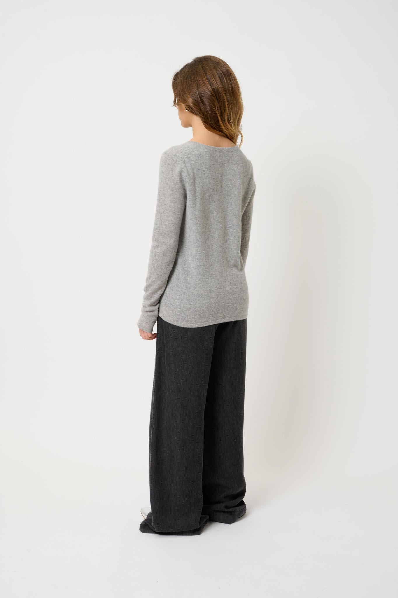 GABLE pull col v boutonné nuage chiné 100% cachemire