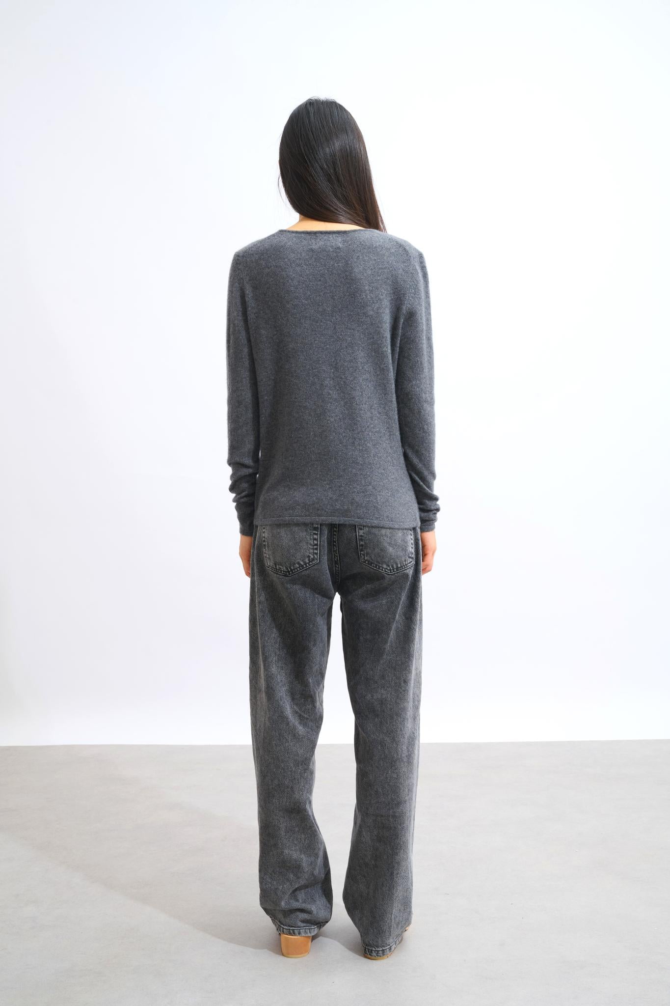 GALISE v-neck sweater anthracite mottled 100% cashmere