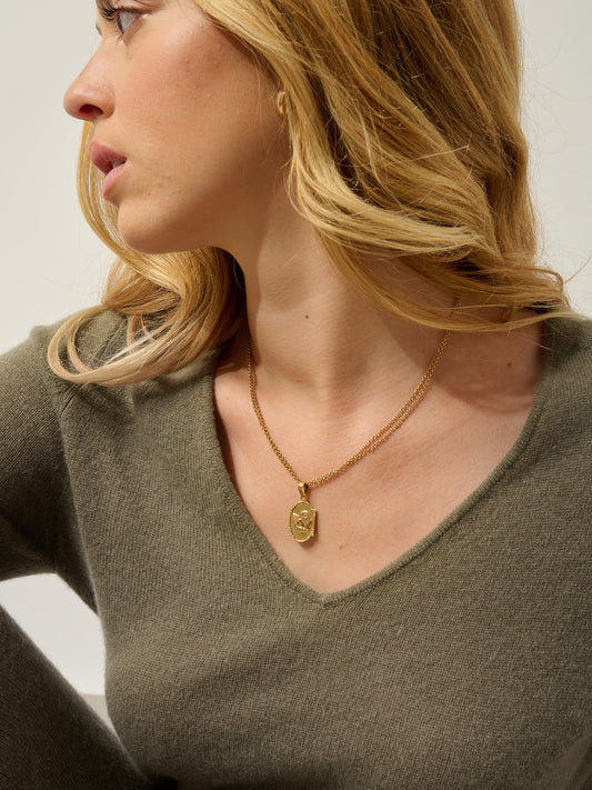 GALISE pull col v army 100% cachemire