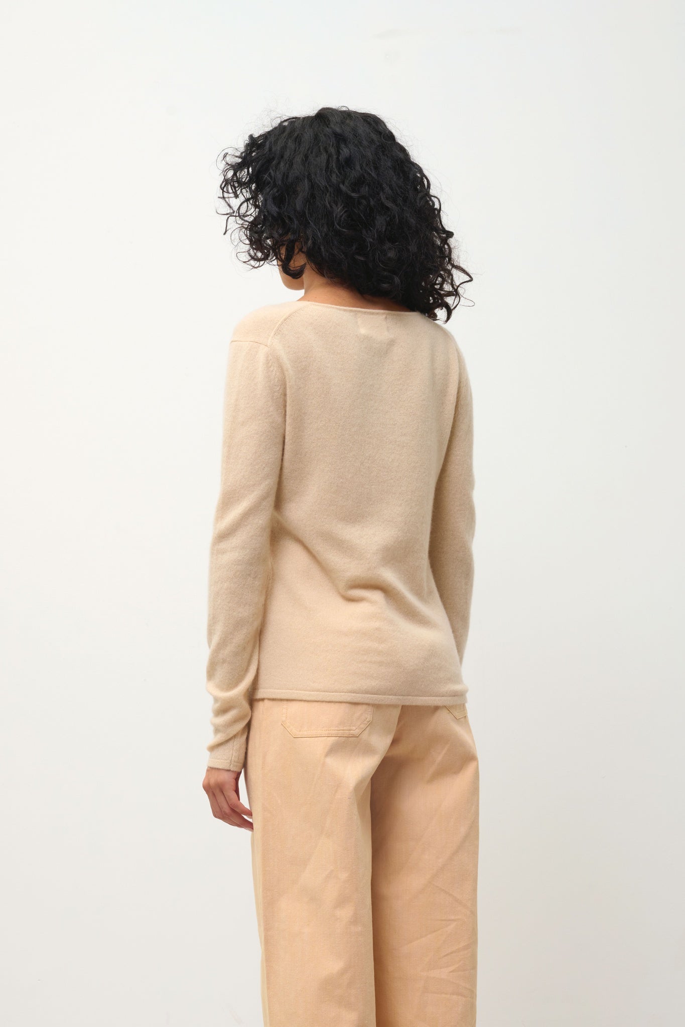 GALISE Pullover mit V-Ausschnitt beige 100% Kaschmir