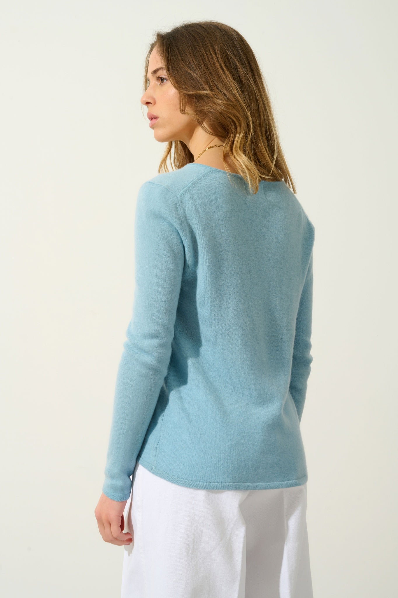 GALISE inca blue v-neck sweater 100% cashmere