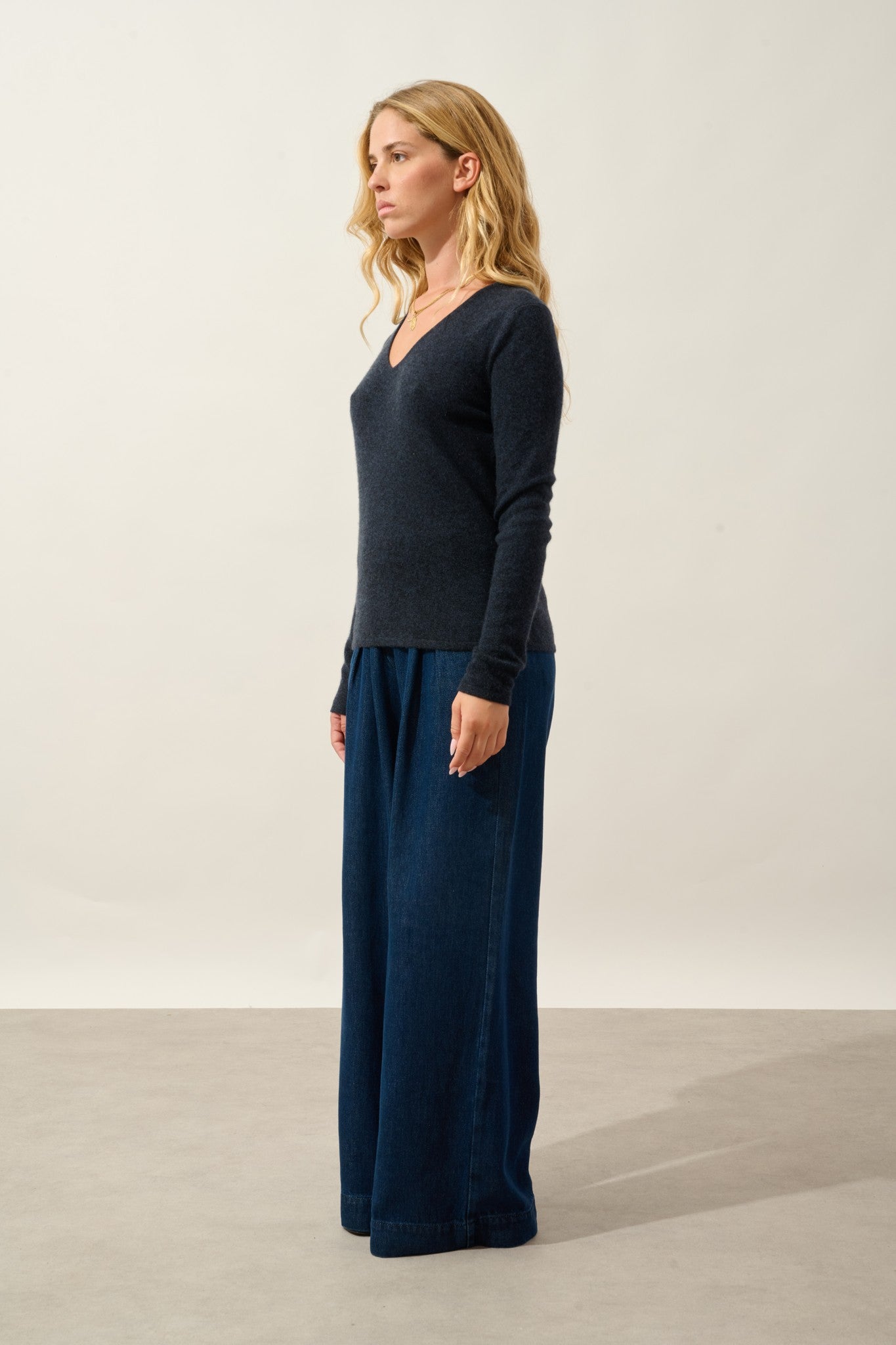 galise pull col v caviar 100% cachemire