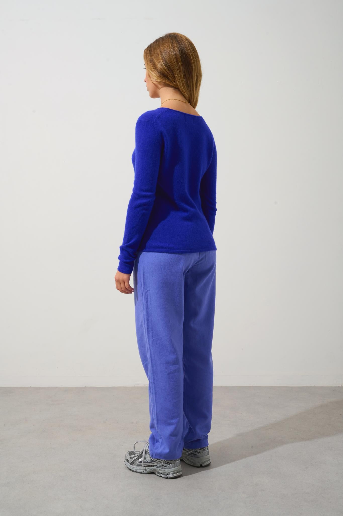 GALISE Pullover mit V-Ausschnitt Indigo 100% Kaschmir
