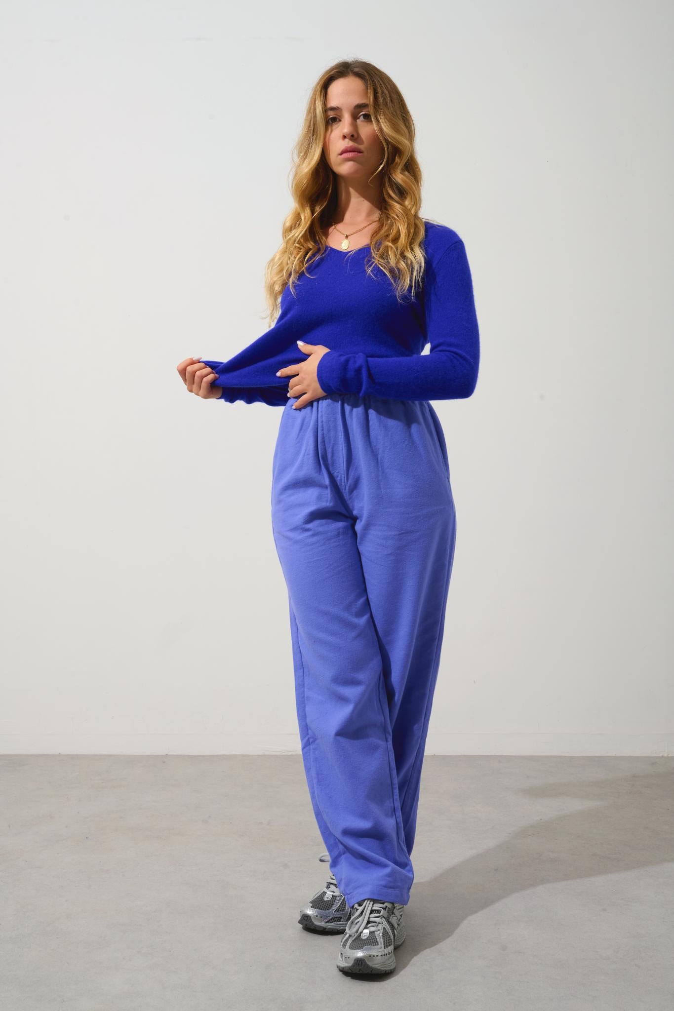 GALISE Pullover mit V-Ausschnitt Indigo 100% Kaschmir