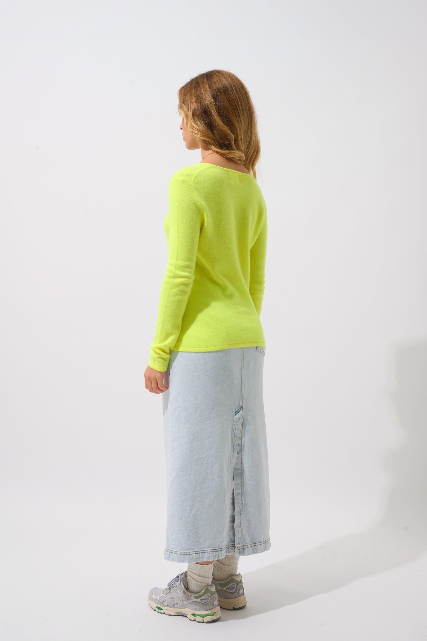 GALISE Pullover mit V-Ausschnitt in Neongelb aus 100% Kaschmir