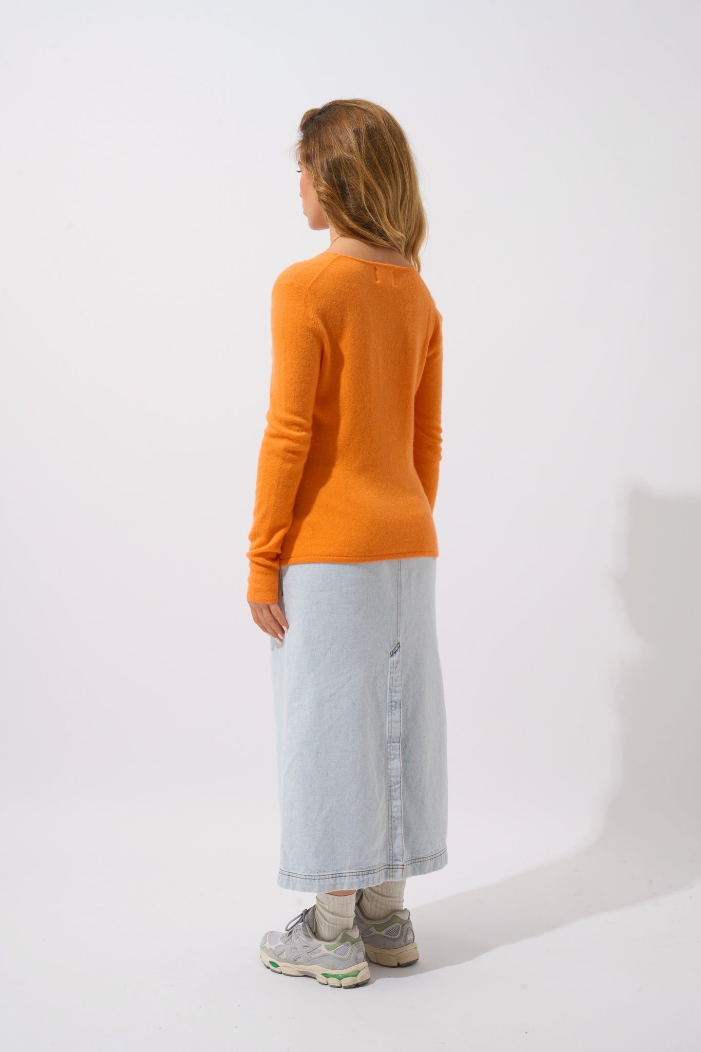 GALISE Pullover mit V-Ausschnitt in Melone aus 100% Kaschmir