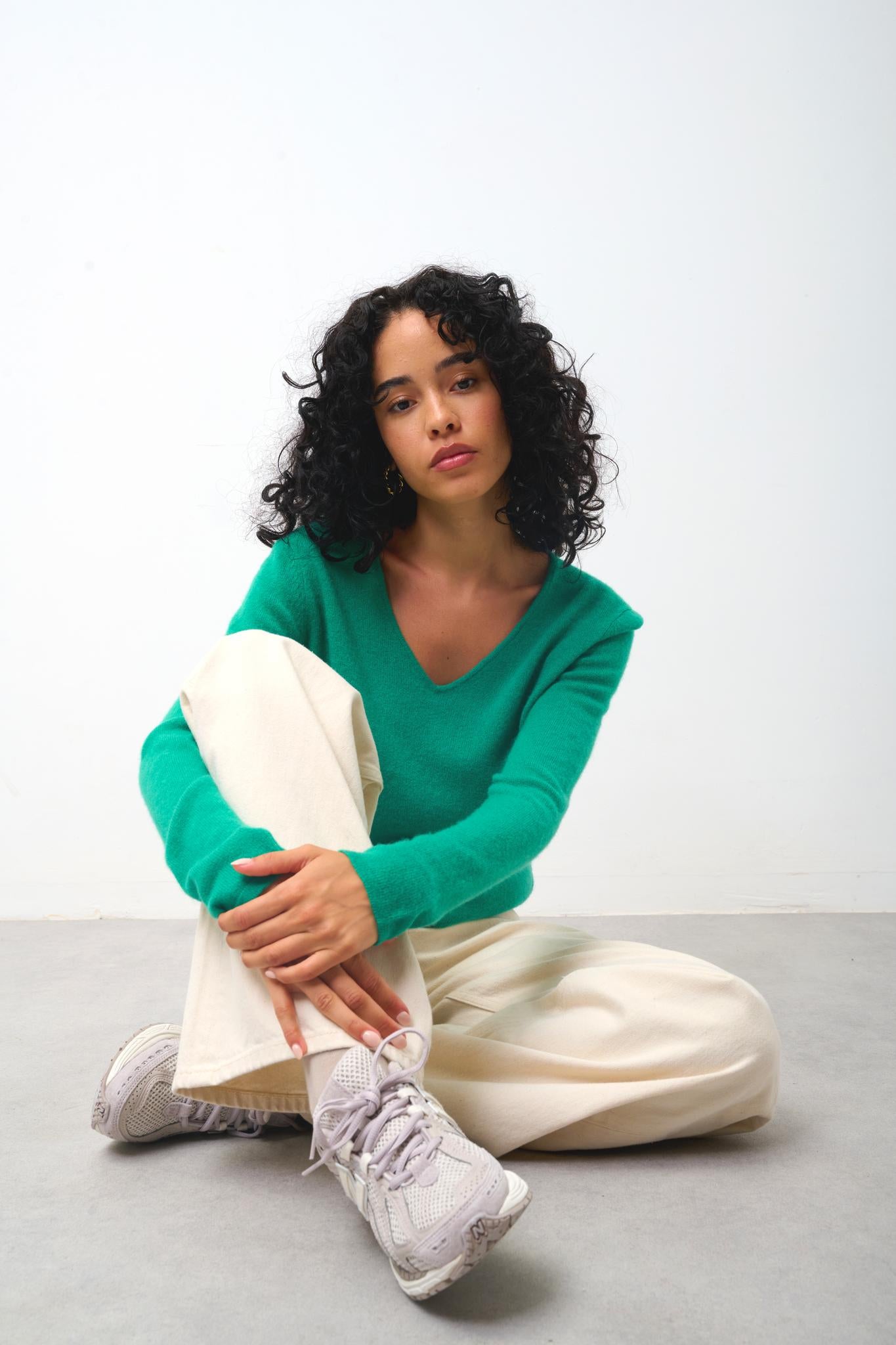 GALISE v-neck sweater mint 100% cashmere