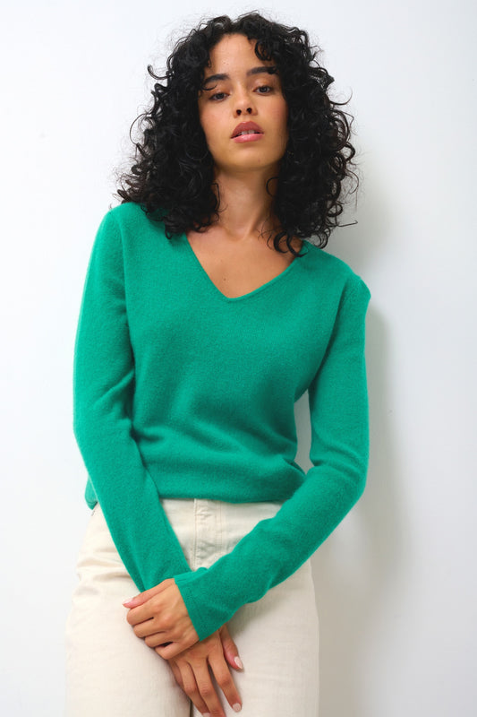 GALISE Pullover mit V-Ausschnitt mint 100% Kaschmir