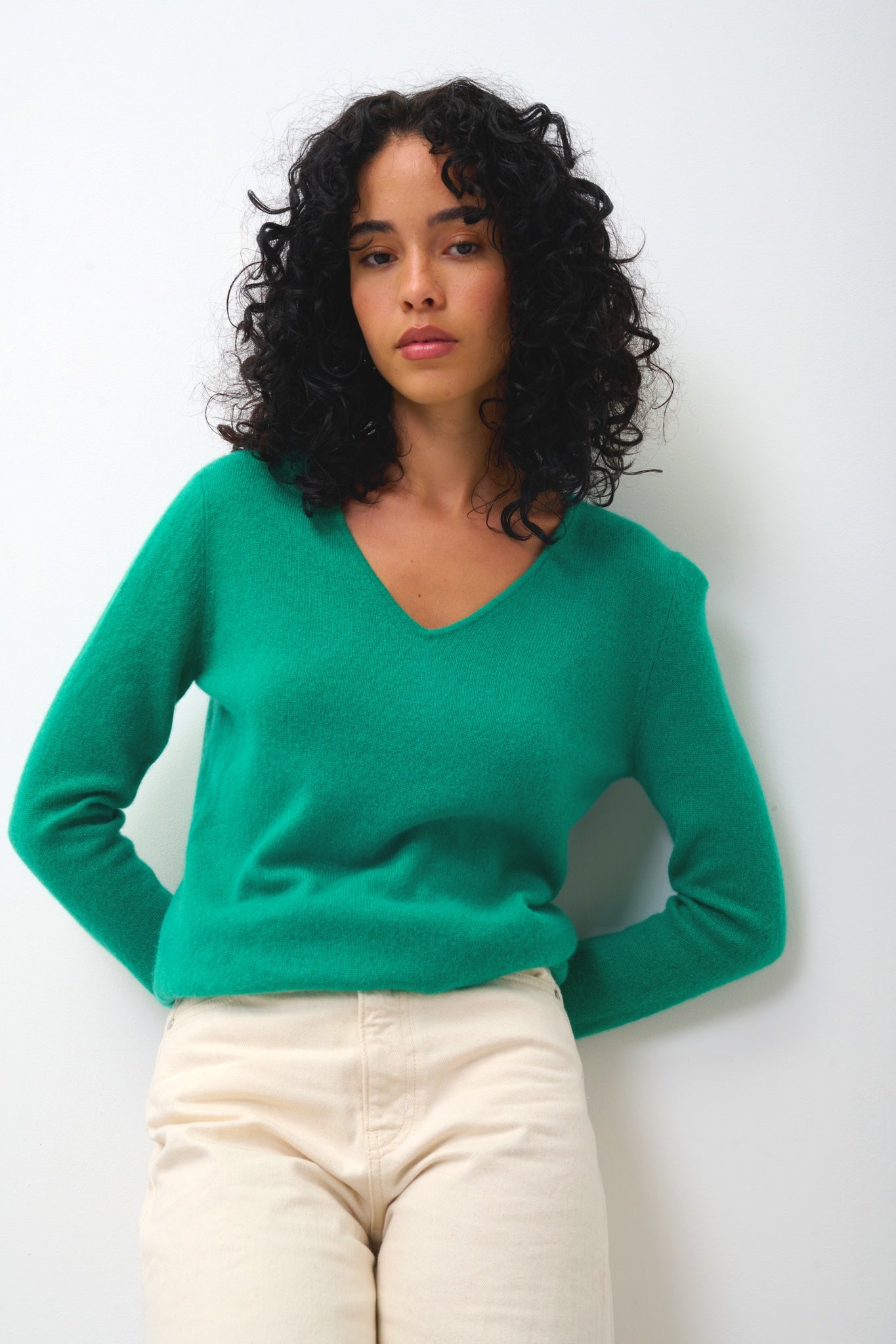 GALISE Pullover mit V-Ausschnitt mint 100% Kaschmir
