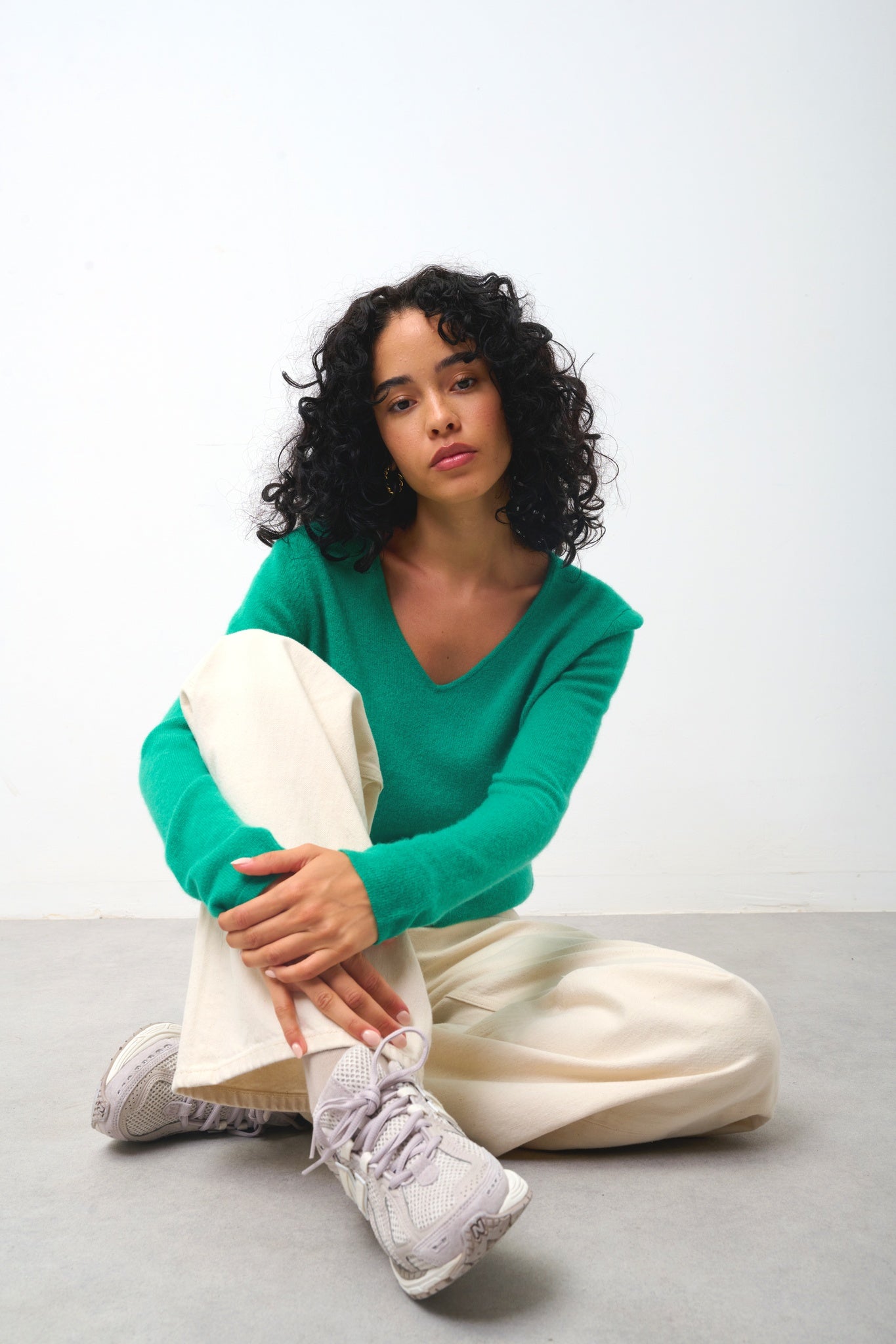 GALISE Pullover mit V-Ausschnitt mint 100% Kaschmir