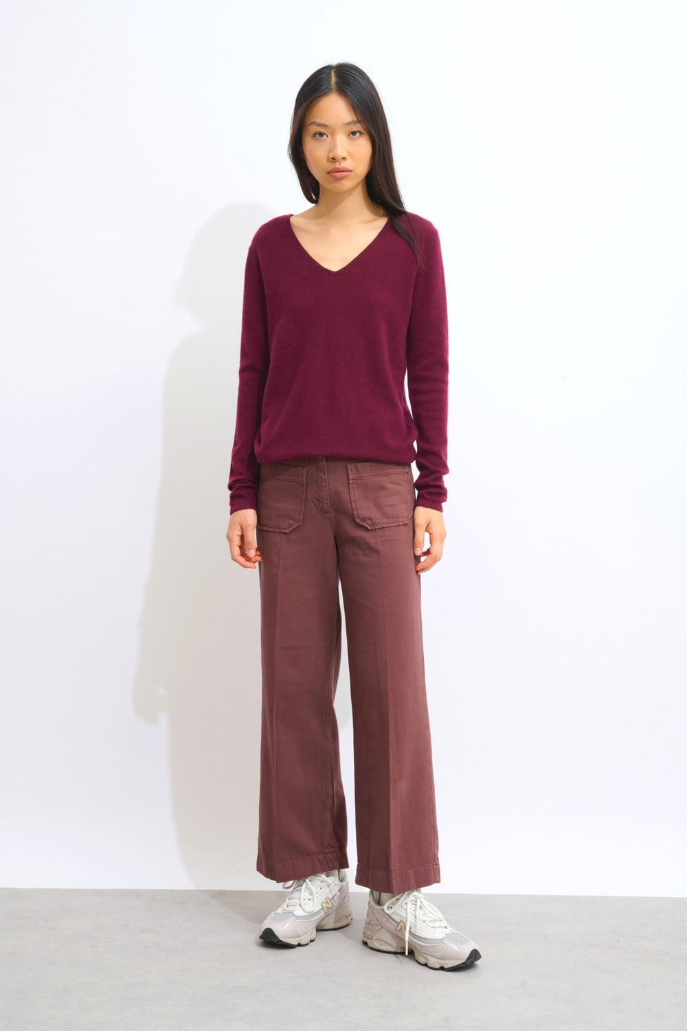 galise pull col v mûre 100% cachemire