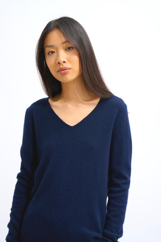 GALISE v-neck sweater navy 100% cashmere
