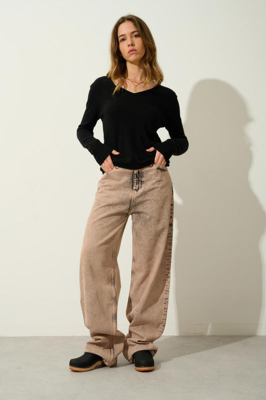 GALISE pull col v noir 100% cachemire