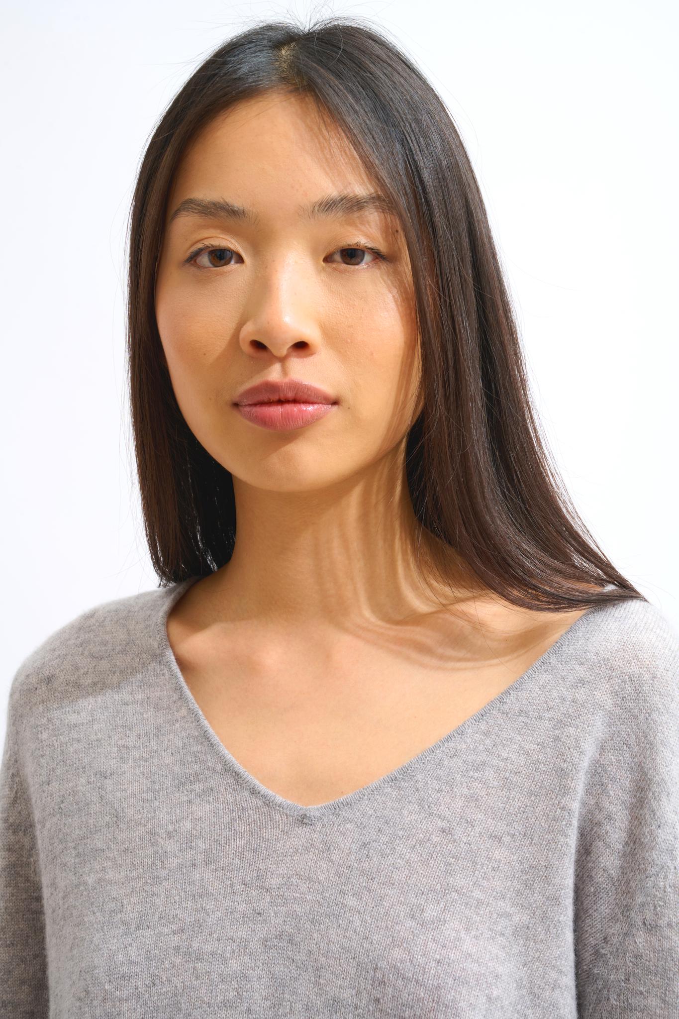 GALISE pull col v nuage chiné 100% cachemire