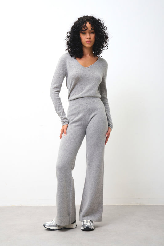 GALISE pull col v nuage chiné 100% cachemire