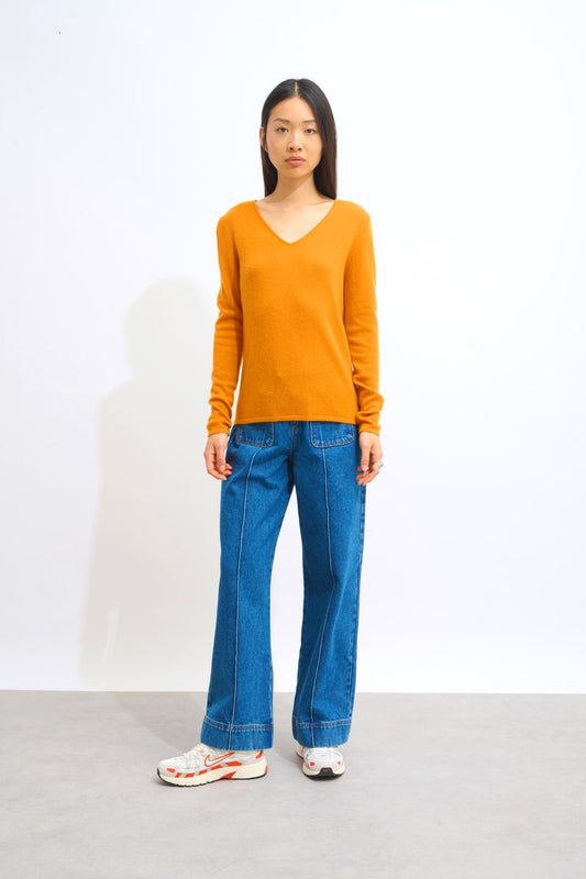 GALISE v-neck sweater ochre 100% cashmere
