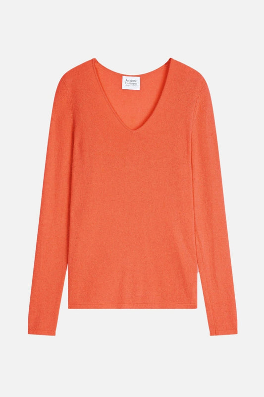 GALISE Pullover mit V-Ausschnitt orange 100% Kaschmir