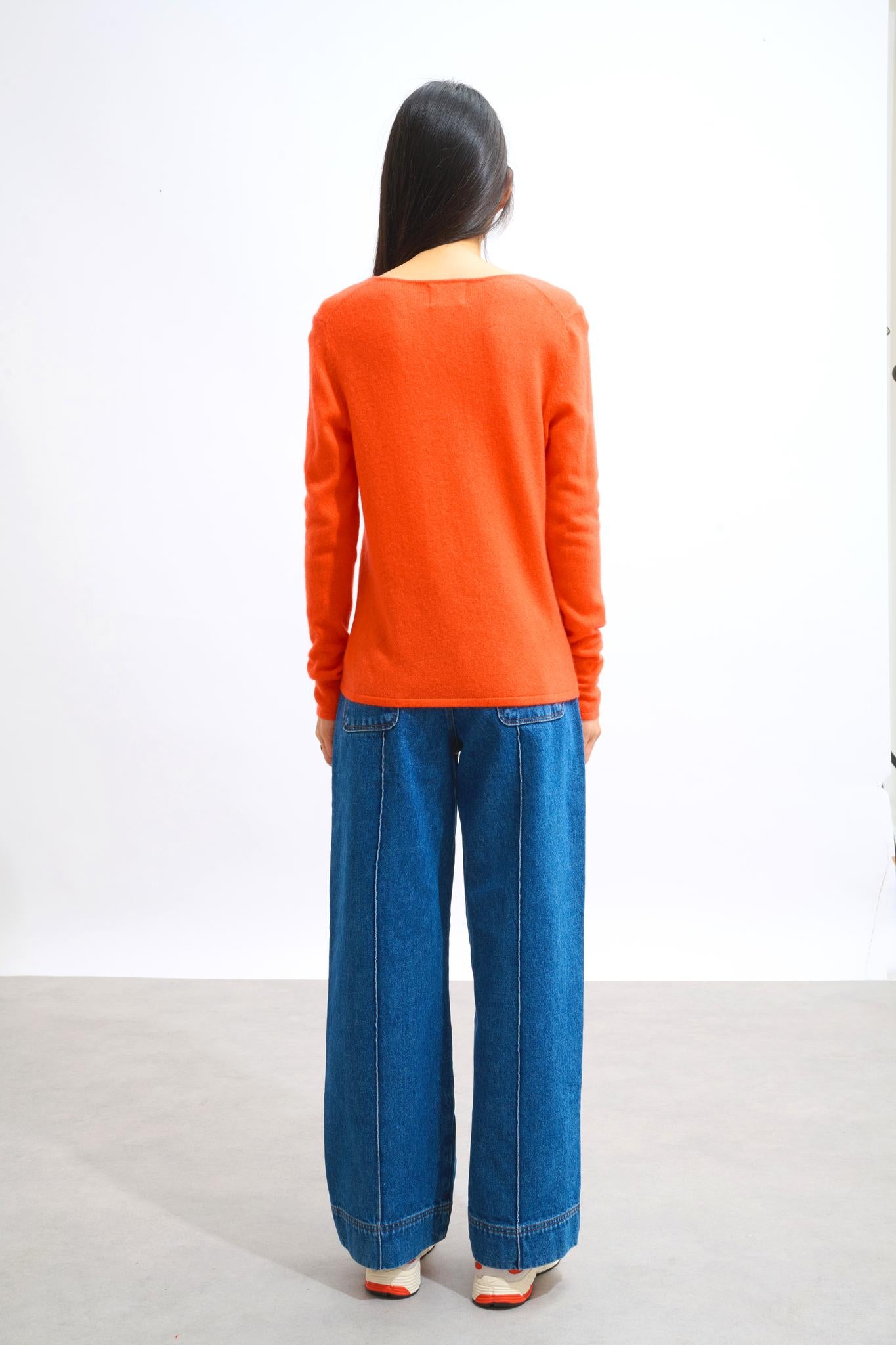 GALISE Pullover mit V-Ausschnitt orange 100% Kaschmir