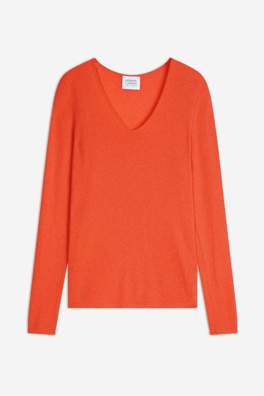 galise pull col v orange 100% cachemire