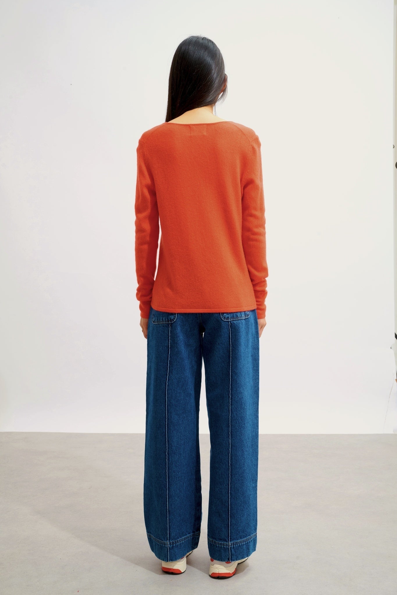 GALISE Pullover mit V-Ausschnitt orange 100% Kaschmir