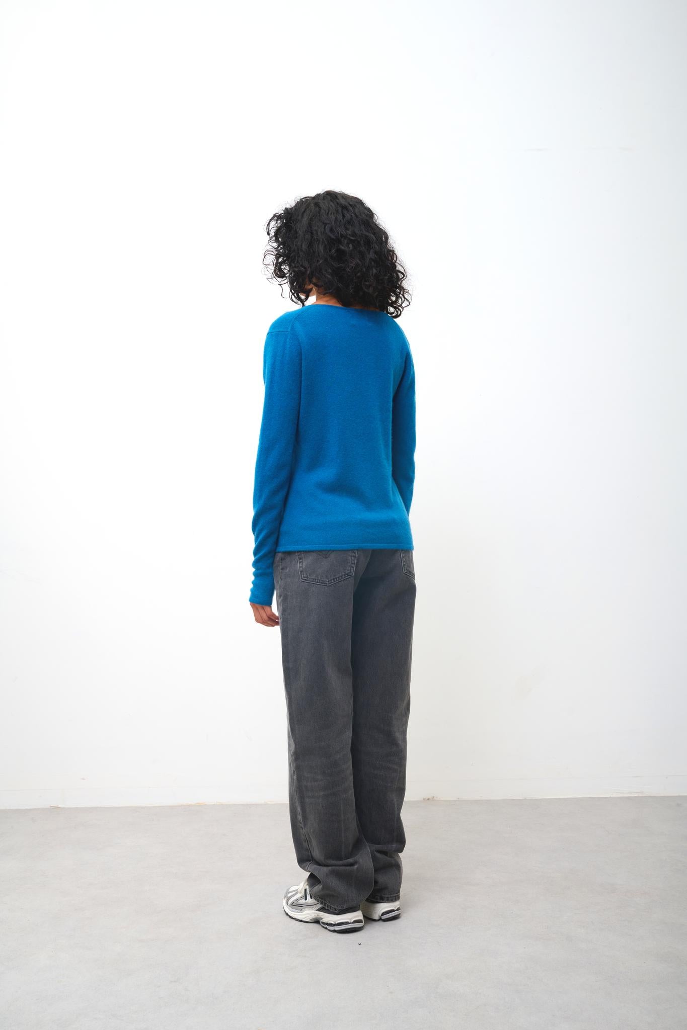 GALISE peacock v-neck sweater 100% cashmere