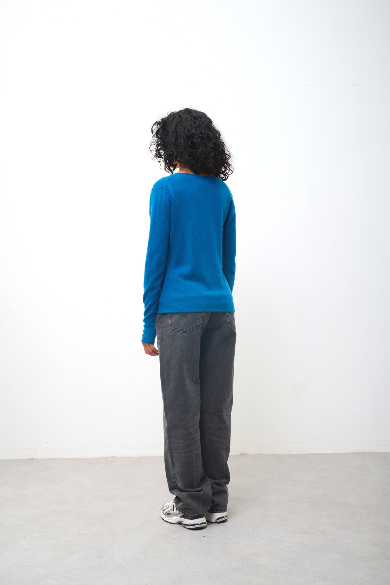 GALISE Pullover mit V-Ausschnitt Pfau 100% Kaschmir