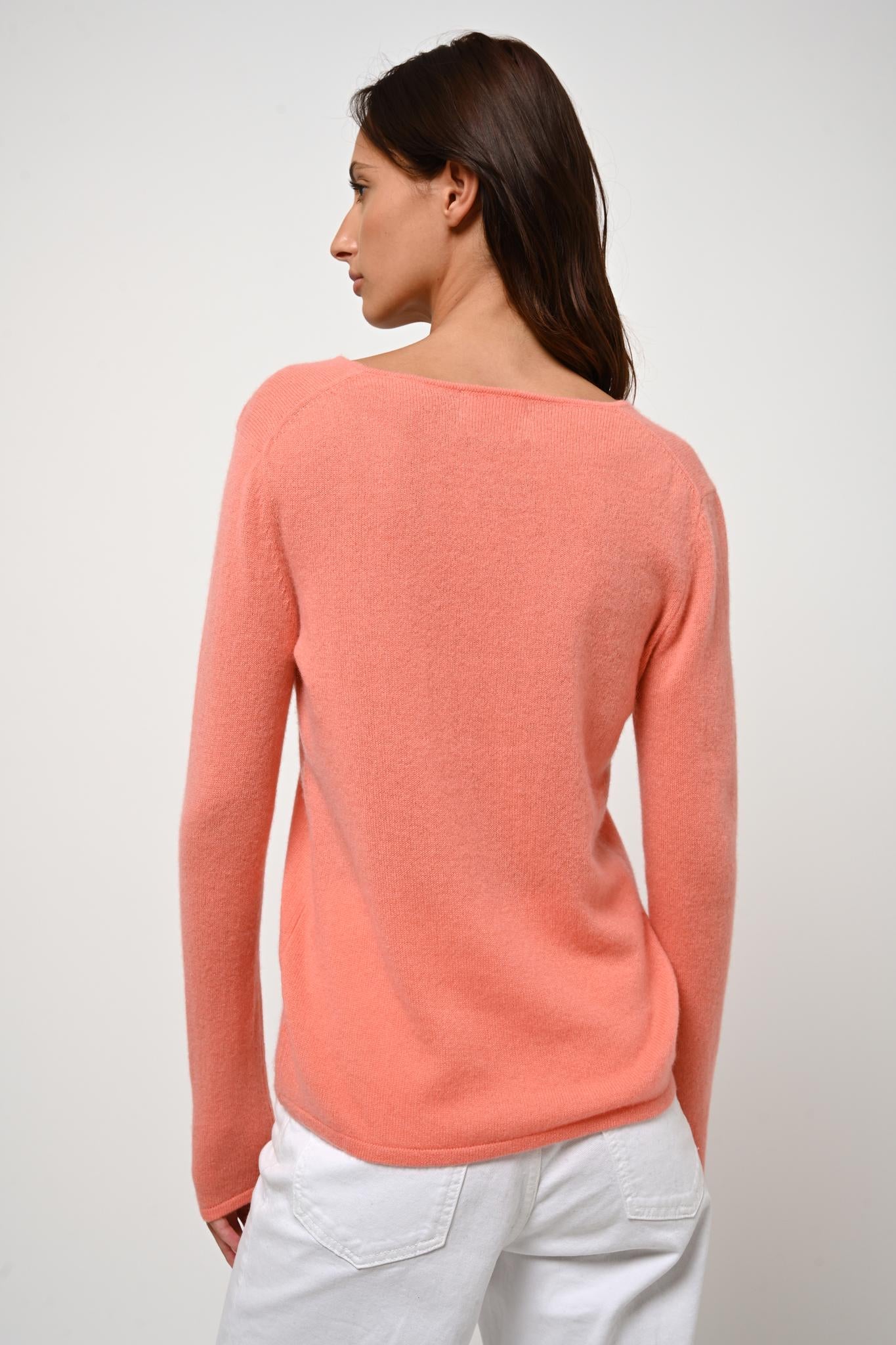GALISE peach v-neck sweater 100% cashmere