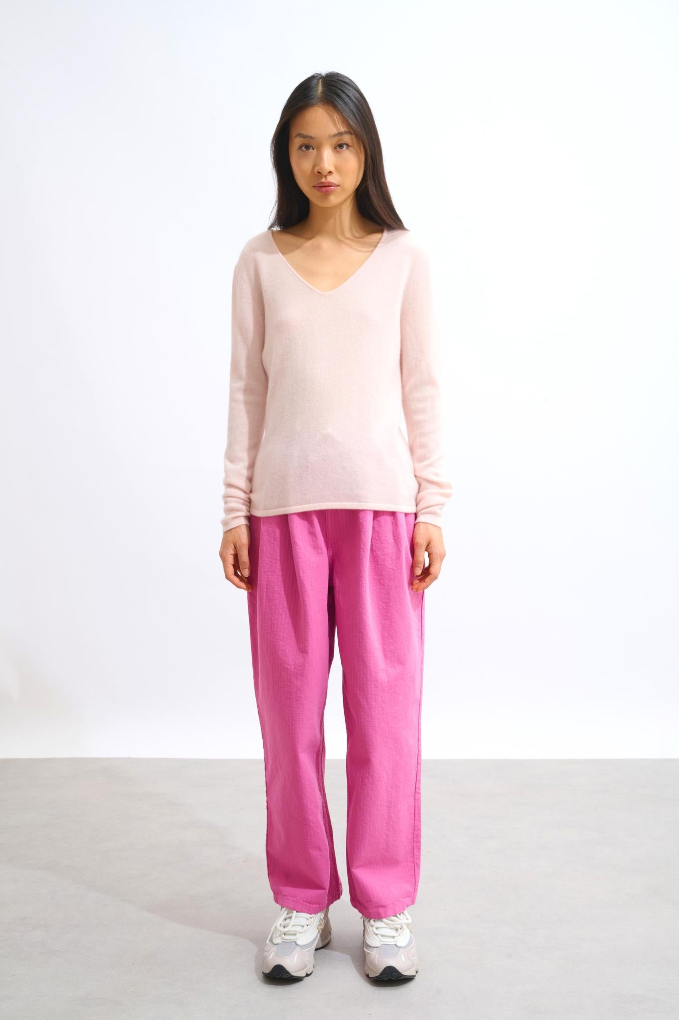 GALISE pull col v poudre 100% cachemire